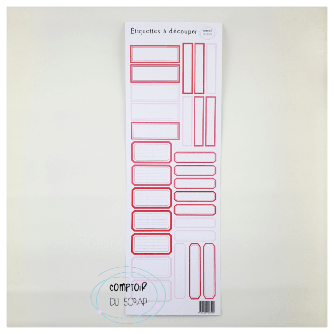 P0621-BDD22 Planche étiquettes à découper Rose