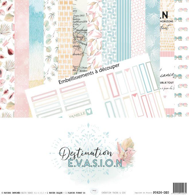 P0626-DE0 Papier Kit imprimé Destination évasion